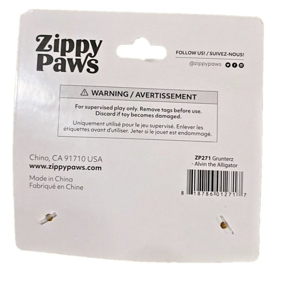 ZippyPaws Grunterz Alvin the Alligator Plush Dog 19" Toy NWT/NEW! - Picture 12 of 14